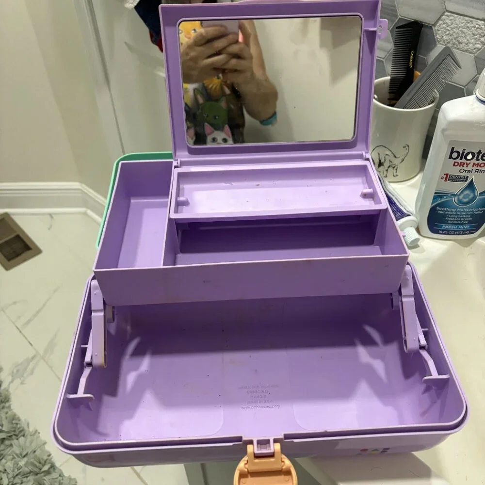Caboodles On the Go Girl Seafoam over Lavendar Makeup‎ Carrying Case Retro 80's